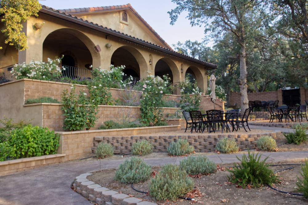 Dorner Family Vineyard's terraced patio and tuscan-style tasting room